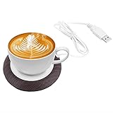 OUKENS Elektrischer Kaffeewärmer, USB-Holzkorn-Tassenwärmer,...