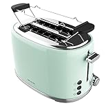 Cecotec Toaster 2 Scheiben Toast&Taste 1000 Retro Double Green, 980 W, 2 Breite und Kurze...