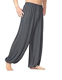 Hoerev Marke Männer Super weiches Modal Spandex Harem Yoga Pilates Hosen,Dunkelgrau,L