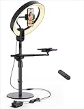 viozon Overhead Live Stand mit 12' LED-Ringlicht, Außen 24W 6500K, Zwei...