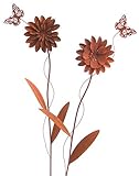 Metall Stecker. Blume mit Schmetterling. Set mit 2 Blumen. Rost Gartenstecker....