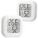 2 Stück Thermometer für Innenräume Digital Hygrometer Innen - HohePräzision Mini...