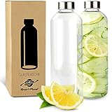 Smart-Planet 2er SET hochwertige Trinkflasche 1l aus Glas - Glasflasche aus...