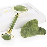 Jade Roller Set,GeeRic Gua Sha und Gesichtsroller Tool,natürlicher Grüner Jade...