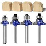 WSOOX 4 Stück Abrundfräser Standard Fräser Set für Holz mit 6mm Schaft, Fräser für...