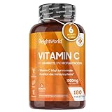 Vitamin C 1000mg - Für Immunsystem & Energie - 180 vegane Tabletten für 6 Monate - Vit C...