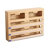 DYOUEN 5in1 Folienspender Holzspeicherbox Mit Cutter Frischhaltefolie Abroller...