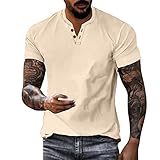 Männer Sommer Casual Hemd Bluse Baumwolle Leinen Bluse Kurzarm Drehen Unten Kragen Taste...