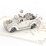 papercrush® Pop-Up Karte Hochzeitsauto - 3D Hochzeitskarte mit Auto „just married“,...