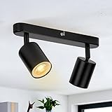 wowatt LED Deckenleuchte Schwenkbar GU10, Deckenstrahler 2 Flammig Schwarz, Deckenlampe...