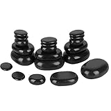 20 Stück/Set Massagesteine, Hot Rock Spa Schwarzer Basalt Oval Shape Stone Ätherisches...