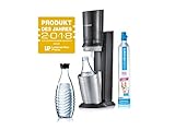 SodaStream Crystal 2.0 Wassersprudler mit CO2-Zylinder und 2x Glaskaraffen, Titan/Silber,...