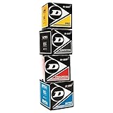 DUNLOP MIXPACKUNG Squashbälle 4Stück Blau Gelb Rot Squasbhall