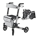 Juskys Rollator Vital grau — Gehhilfe faltbar & leicht aus Aluminium bis 130...