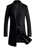 Vogstyle Herren Warme Wolle Coat Wintermantel Jacke Herrenmantel, XL, Schwarz