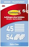 Command Dekorations-Clips, Vorteilspack mit 45 Minihaken und 54 Kleinen Klebestreifen -...