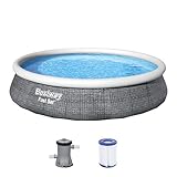 Bestway Fast Set Pool, 396 x 84 cm, Set mit Filterpumpe, rund, graue...