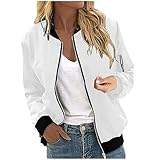 Sweatjacke Damen Casual Mode, Bomberjacke Leichte Atmungsaktiv, Übergangsjacke Lässig...