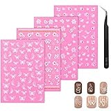 CGBE 4 Blatt Nagelsticker Selbstklebend, 5D Nail Art Sticker