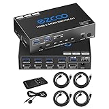 KVM Switch HDMI USB 3.0 4 Ports with Hotkey 4K 60Hz 18Gbps Share 4 Computers...