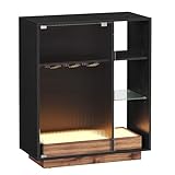 VASAGLE Weinschrank mit Beleuchtung, Sideboard mit LED, Küchenschrank für Weinflaschen,...