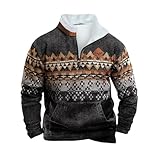 Übergroßes Sweatshirt für Herren, mit halbem Reißverschluss, Vintage-Stil, ethnischer...