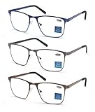 MODFANS 3er-Pack Lesebrille Herren Blaulichtfilter Metallrahmen Rechteck Stil...