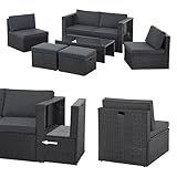 Juskys Polyrattan Gartenmöbel Set Salou - Outdoor Lounge wetterfest 6 Personen - Sitzecke...