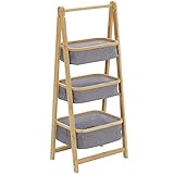 HOMCOM Standregal Lagerregal Bücherregal Bambusregal 3-stufiges Badregal...