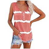 Krawattenfarbe Damen Tops Sommermode Einfarbige Ärmellos Knöpfen Tank Tops Elegant...