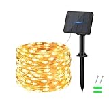 Dalugo Solar Lichterkette Aussen, 50 LED 5M Warmweiß Lichterkette Solar Außen...