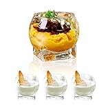 AEFPOYMXU Niedliche Dessertschalen aus Glas, 4 Stück, transparente Eisbecher, kleine...