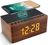 ANJANK Digitaler Radiowecker aus Holz mit Kabelloser Ladestation，10W Fast...