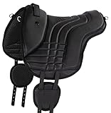 Equinate Reitpad Stella aus synthetischem Leder Pony Schwarz - Bareback Pad mit...