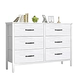 LYNCOHOME Kommode mit Schubladen, Kommode aus Stoff, Sideboard TV Schrank mit 6...