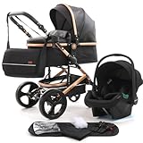 Pixini Kinderwagen Kalani 3in1 Kombikinderwagen, inkl. Babywanne & Buggy & Auto-Babyschale...