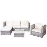 Mendler Poly-Rattan-Garnitur Brescia, Gartengarnitur Sitzgruppe Sofa Lounge-Set...