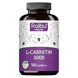 L Carnitin 3000-180 L-Carnitin Kapseln hochdosiert mit 3000 mg reinem L Carnitin Tartrat...