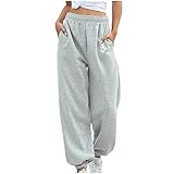 NHNKB Jogginghose Damen Baumwolle Lose Freizeithose Damen Lang Weiße Kurze Hose Damen...