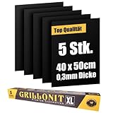 GRILLONIT Grillmatte für Gasgrill und Elektrogrill 5er Set 50x40 bis 300°C...