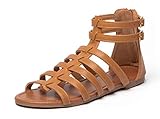 katliu Riemchensandalen Damen Flach Römersandalen Sommer Leder Bohemian Strand Sandalen...