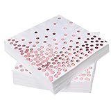 iZoeL 60 Servietten Rose Gold Dots 33 x 33cm 3-lagig Golden Foiled...