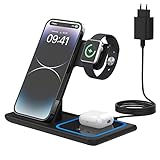 Wireless Charger 3 IN 1 Induktive Handy Ladestation Zusammenklappbar Kabelloses Ladegerät...