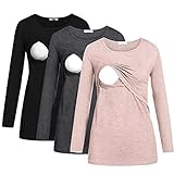 Ekouaer Damen Stillshirt Langarm Schwanger T-Shirt Umstandsshirt Weiches Gewebe Schwangere...