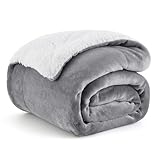 BEDSURE Decke Sofa Kuscheldecke Grau - warm Sherpa Sofaüberwurf Decke, Dicke Sofadecke...