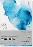 Winsor & Newton 6667010 Classic Aquarellpapier im Jumbo Block - 50 Blatt A4, 300g/m²,...