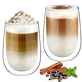 glastal 350ml Doppelwandige Latte Macchiato Gläser Set Borosilikatglas Kaffeetassen Glas...