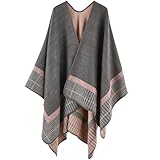 Crertos Poncho Damen Winter, Warm Cape Damen, Strick Poncho Herbst Schal Wrap,...