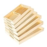 Serviertablett aus Holz, verschachteltes Set mit 7 rechteckigen Holztabletts mit Griff zum...