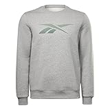 Reebok Herren Logo Crew Long Sleeve Sweatshirt, medium Grey Heather/Harmony Green, M